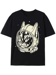 Men's Space Cat TShirt Fun and Cool Graphic Print, Men's T-Shirt