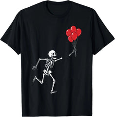 Halloween Skeleton Lost Balloon Funny Men Women Unisex Coton Tshirt