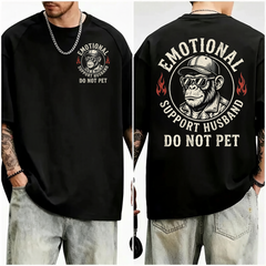 2-Sided Monkey Vintage Emotional Support Husband Saying Men T-Shirt