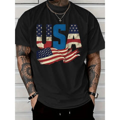 American Independence Day Tshirt short sleeved flag print patriotic tee