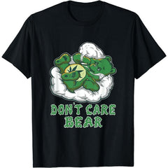 Chill Don T Care Bear Lazy Cloud Vibes T-Shirt With Green Leaf Design