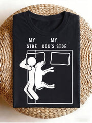 My Side My Dog's Side Funny Cute Dog Bed Lover Gift Tee Pet Owner Shirt