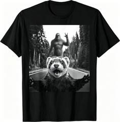Ferret Selfie With Bigfoot Funny Cute Animal Gifts Unisex T-Shirt