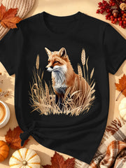 Woodland Wildlife Fall Short Sleeve Crewneck Tee for Nature Lovers