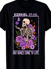 Christian Skeleton Shirt Ezekiel 37 110 Dry Bones Floral Butterfly Short Sleeve