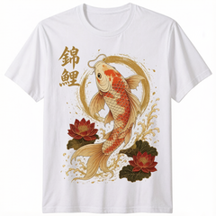 Koi Carp Japanese Calligraphy T-Shirt Samurai Dragon Kanji Art Men Women Tee