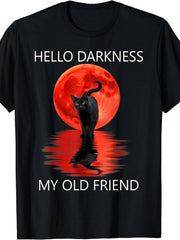 Cat Hello Darkness My Old Friend - Black Cat Hello Darkness TShirt Funny Tee
