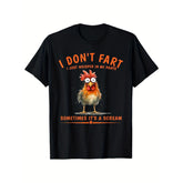 Men'S Funny Chicken Pun TShirt I Don't Fart I Just Whisper in My Pants Sometimes It'S a Shriek - Black with Orange Text Retro Graphic Crew Neck, Perfect for All-Season