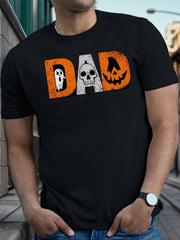 Halloween Dad T-Shirt Spooky Ghost Skull Pumpkin Funny Father Halloween Short Sleeve Tee