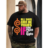 Featuring Vibrant Retro "All This Can Be Yours If The Price Is Right" Graphic Print Casual Round Neck Short Sleeve Tee for Casual Wear and Themed Events