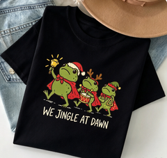 Funny Christmas Frog T-Shirt, We Jingle at Dawn, Church Bell Choir Shirt, Funny Animal Xmas Tee, Cute Toad Christmas Top