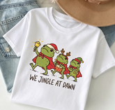 Funny Christmas Frog T-Shirt, We Jingle at Dawn, Church Bell Choir Shirt, Funny Animal Xmas Tee, Cute Toad Christmas Top