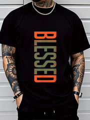 Men's BLESSED 3D Printed T-Shirt- Bold Geometric Letters