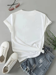 Leopard Heartbeat T-Shirt Women's Graphic Tee Casual Short Sleeve Top