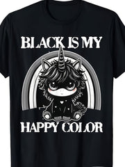 Men's & Women's Goth Emo T-Shirt - Black Is My Happy Color Gothic