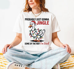 Women's Christmas Duck Graphic T-Shirt, Funny Holiday Cotton Tee