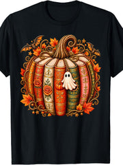 Halloween Fall Reading Pumpkin Book Teacher Men Women T-Shirt