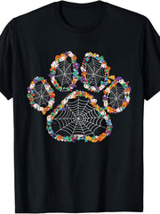 Paw Print Halloween Dog Candy Pumpkin Ghost Gift Unisex Girls T-Shirt