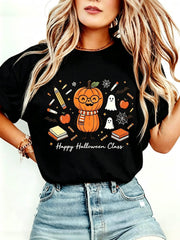 Halloween Teacher T-Shirt Cute School Supplies Witch Pencil Tee