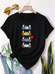 Colorful Crab T-Shirt, Geometric Heart Ocean Animal Graphic Tee
