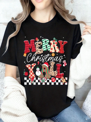 Merry Christmas Women T Shirt Festive Holiday Graphic Tee
