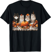 Thanksgiving Cats Dinner Feast Vintage Fall Design Unisex T-Shirt