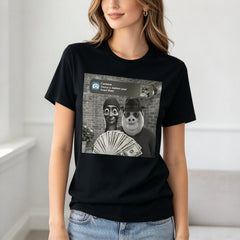 Holding Money People Graphic Crew Neck Tee Digital Print Loose Streetwear Short Sleeve