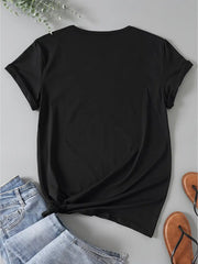 Women Daisy Flower Heart Script Graphic T-Shirt, Wildflower Crew Neck Short Sleeve Casual Tee Top