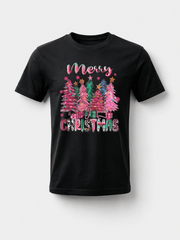 Christmas Women Casual Fashion Cute Colorful Christmas Tree Shape Creative Letter Slogan Graphic Print Basic Short Sleeve T-Shirt, Suitable For Christmas Party Graphic Tees Women Tops
