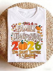 Men's Family Thanksgiving 2026 Graphic T-Shirt, Pumpkin Fall Tee, Casual Short Sleeve Shirt