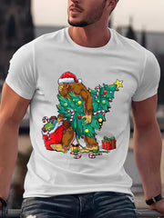 Bigfoot Christmas T-Shirt, Funny Sasquatch Santa Tree Gift Graphic Tee