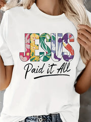 Jesus Paid It All Floral T-Shirt Christian Faith Graphic Tee