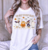 Funny Halloween Animal Graphic T Shirt, Too Silly To Stay Silent Ghost Cat Duck Dog Short Sleeve Tee for Men Women