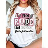 Im Not Rude Im Honest Print Loose Short Sleeve Tee Crew Neck Casual Top