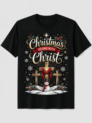Men'S Christmas T-Shirt with Santa Claus Cross Design