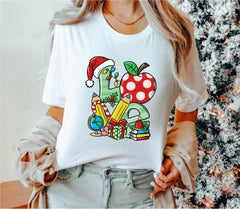 Christmas Teacher Love T-Shirt, Cute Christmas LOVE Teacher Shirt, Apple Pencil Graphic Tee, Holiday Teacher Gift