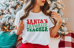 Santa's Favorite Teacher Shirt, Teacher Christmas Shirt, Best Teacher Gift, Winter Teacher Tee, Christmas School Apparel