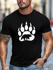 Men's Bear Paw T-Shirt Casual Summer Crew Neck Short Sleeve Graphic Tee Top