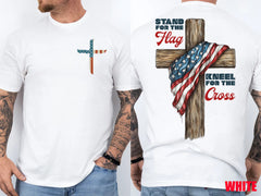 Stand for the Flag Kneel for the Cross T-Shirt Patriotic Christian Faith Tee