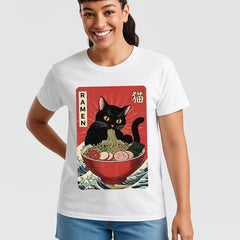 Ramen Cat Japanese Food Mens T-Shirt Womens Tee Graphic Unisex Tee