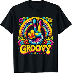 Tie Dye Groovy Peace Sign Hippie T-Shirt