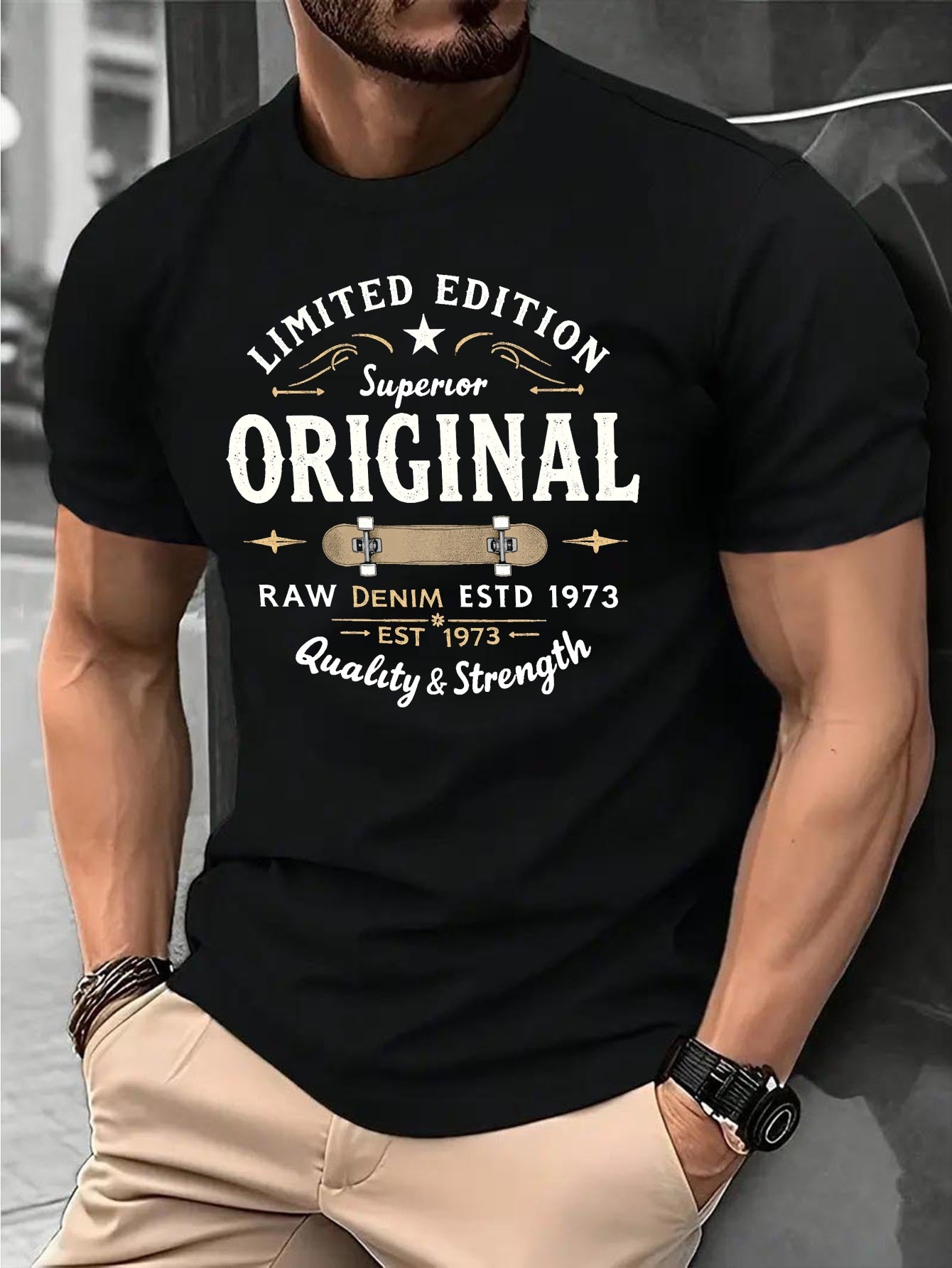 Men's Vintage Fashion Graphic T-Shirt, Casual Summer Crew Neck Tee, Regular Fit Stretch Print Top for Men