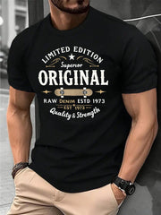 Men's Vintage Fashion Graphic T-Shirt, Casual Summer Crew Neck Tee, Regular Fit Stretch Print Top for Men