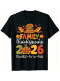 Family Thanksgiving 2026 Thankful For My Tribe T-Shirt, Cute Animal Pilgrim Hat Fall Pumpkin Autumn Leaves Graphic Tee