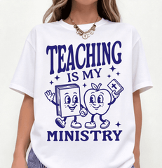 Christian Teacher T-Shirt, “Teaching is My Ministry” Religious Faith Graphic Tee, Women's Short Sleeve Crew Neck Top, Faith Gift for Teachers