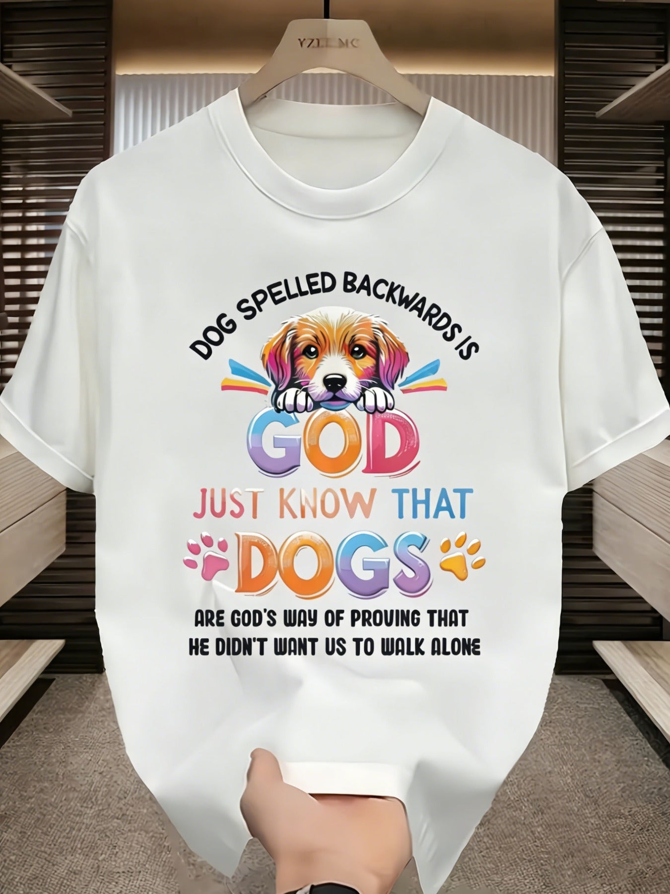 Dog Spelled Backwards Graphic Crew Neck Tee Unisex Retro Dog Lover Short Sleeve Top