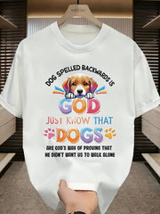 Dog Spelled Backwards Graphic Crew Neck Tee Unisex Retro Dog Lover Short Sleeve Top