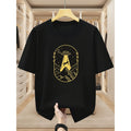Men's Cotton T-Shirt - Elegant Round Neck Short-Sleeve Top with Alien UFO Graphic Print, Menswear Tshirt for Summer Daily Leisure, Sports Wear