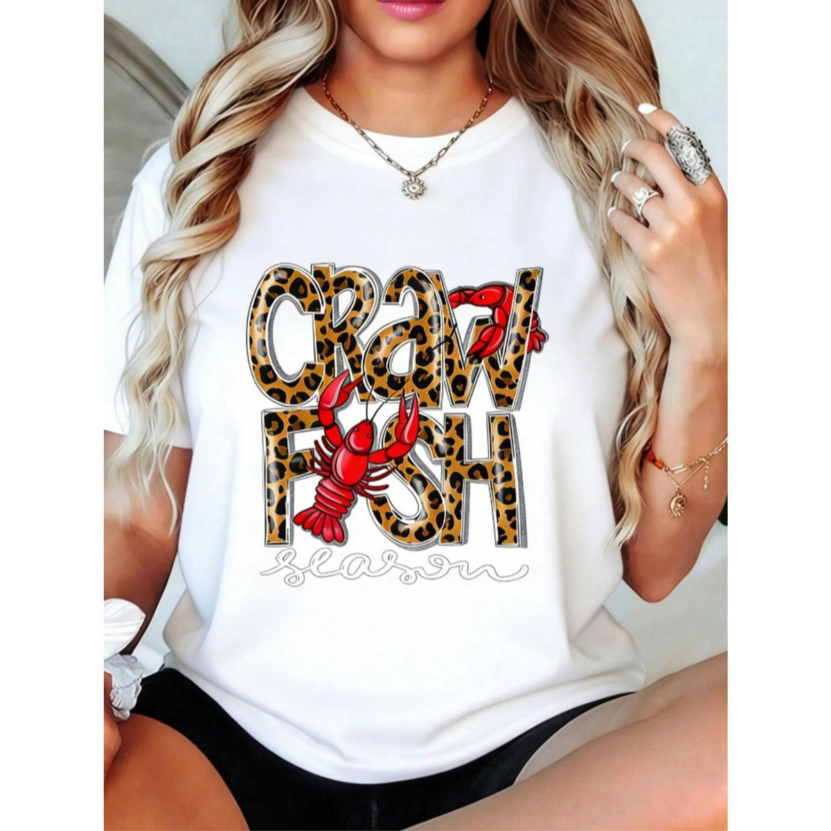 Crawfish Season Leopard Tee | Funny Crawfish Boil Shirt | Cajun Louisiana Gift | 100% Cotton
