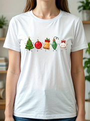 Kawaii Xmas Tree Bell Baubles Winter Holiday Short Sleeve Tee